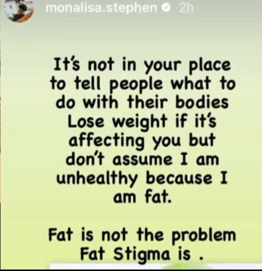 Fat Actress, Monalisa Stephen slams Singer Teni over her recent video