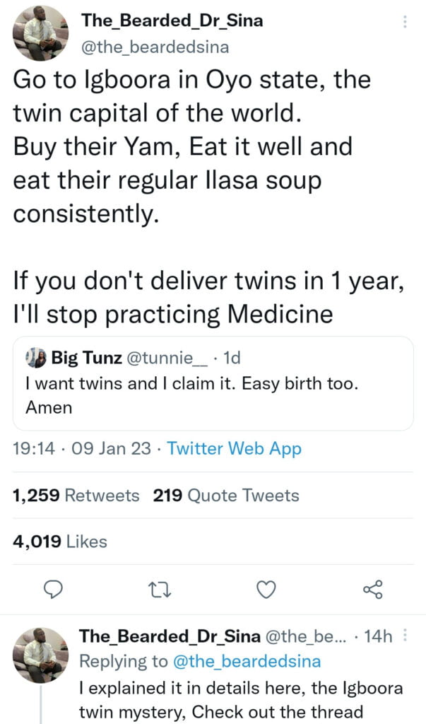 “If you don’t deliver twins in 1 year, I’ll stop practicing medicine” – Doctor advices woman on how to birth twins