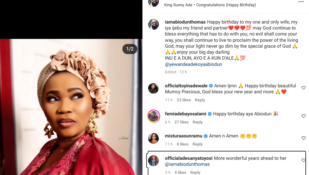 Nollywood stars react as Actress Yetunde Adekoya's husband attempts to reconcile with her on her birthday