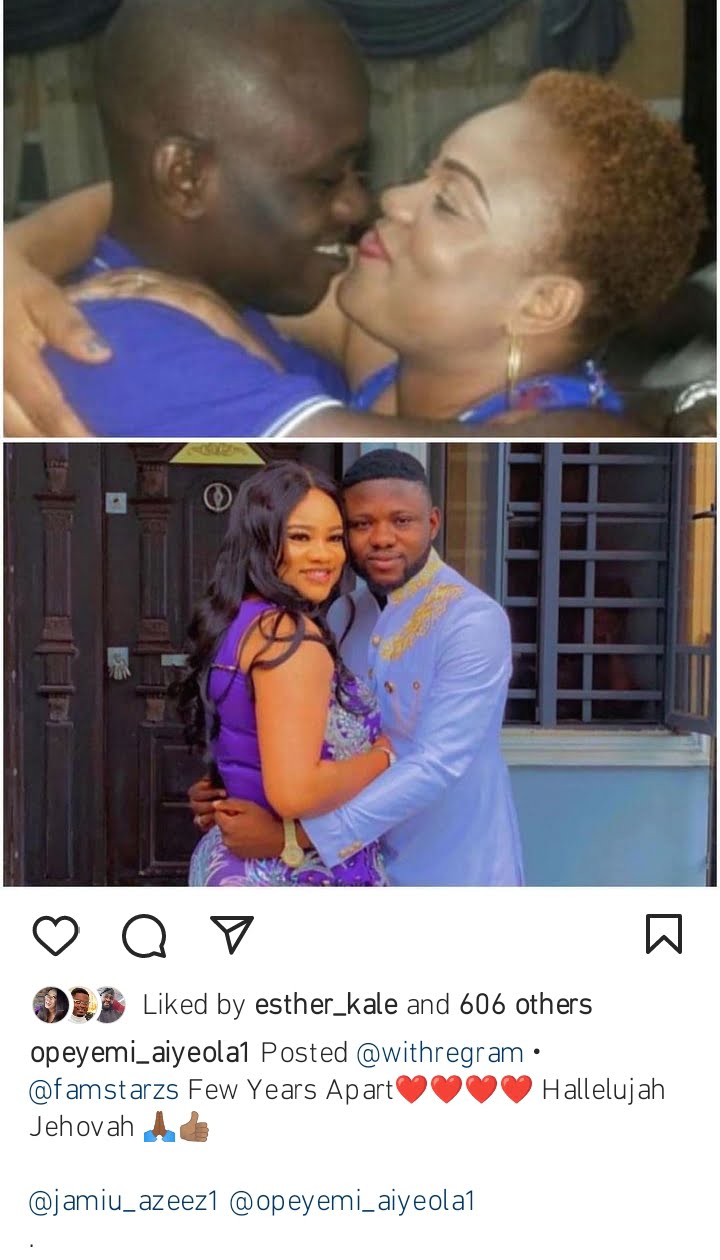 Opeyemi Aiyeola and Jamiu Azeez sparks dating rumours as they share Loved up pictures