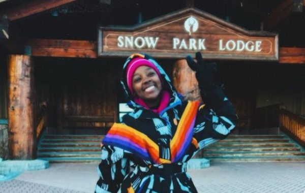 Thuso Mbedu skis for the first time (Video)