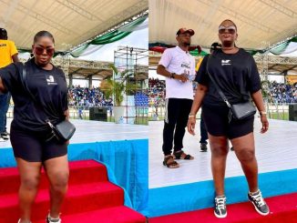 "Why does she wear tights to campaign grounds" - Fans drag Eniola Badmus over fashion sense at APC Campaign Rally