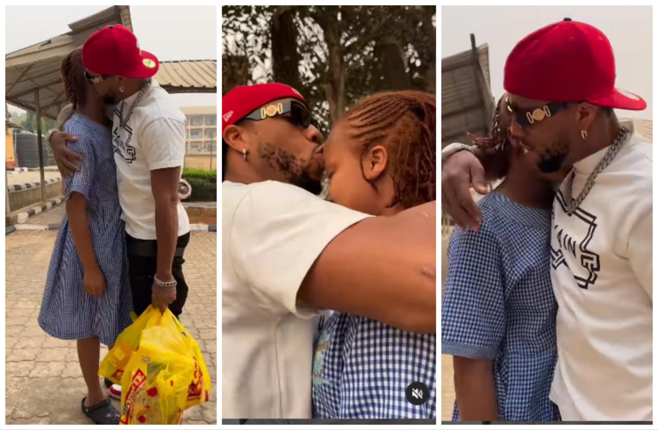“Imagine having a sweet dad and uncle” – Fans react as Actor Charles Okocha storms his daughter’s school with provisions