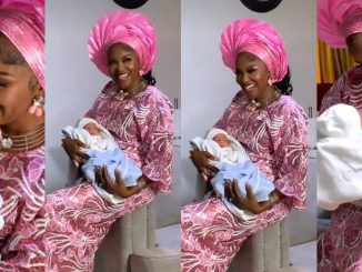 "Too beautiful" - Nollywood stars react to adorable video of Biola Bayo and her newborn baby