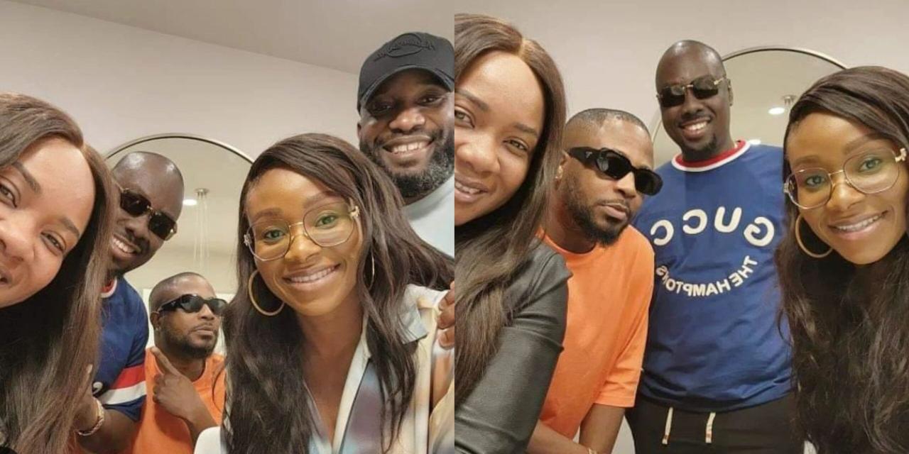“Is Tunde sitting or standing?” – Fans drag Tunde Ednut over his height as he hangs out with Obi Cubana and wife