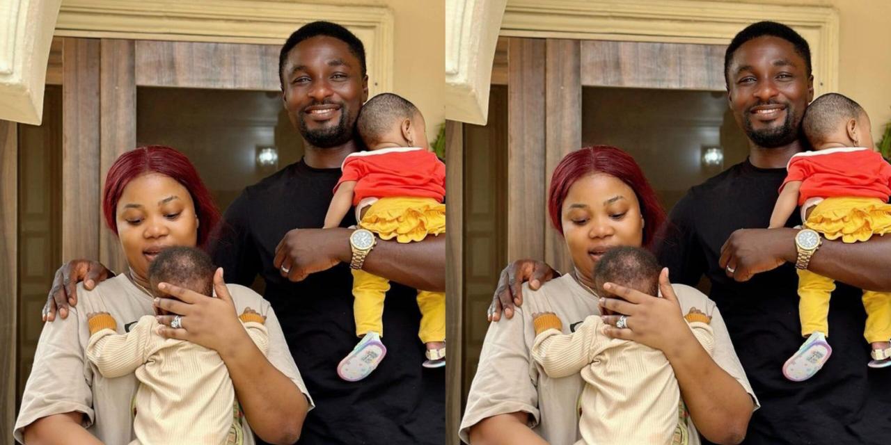 Nollywood Actor Adeniyi Johnson and his wife, Seyi Edun celebrate their Twins’ 3 months birthday