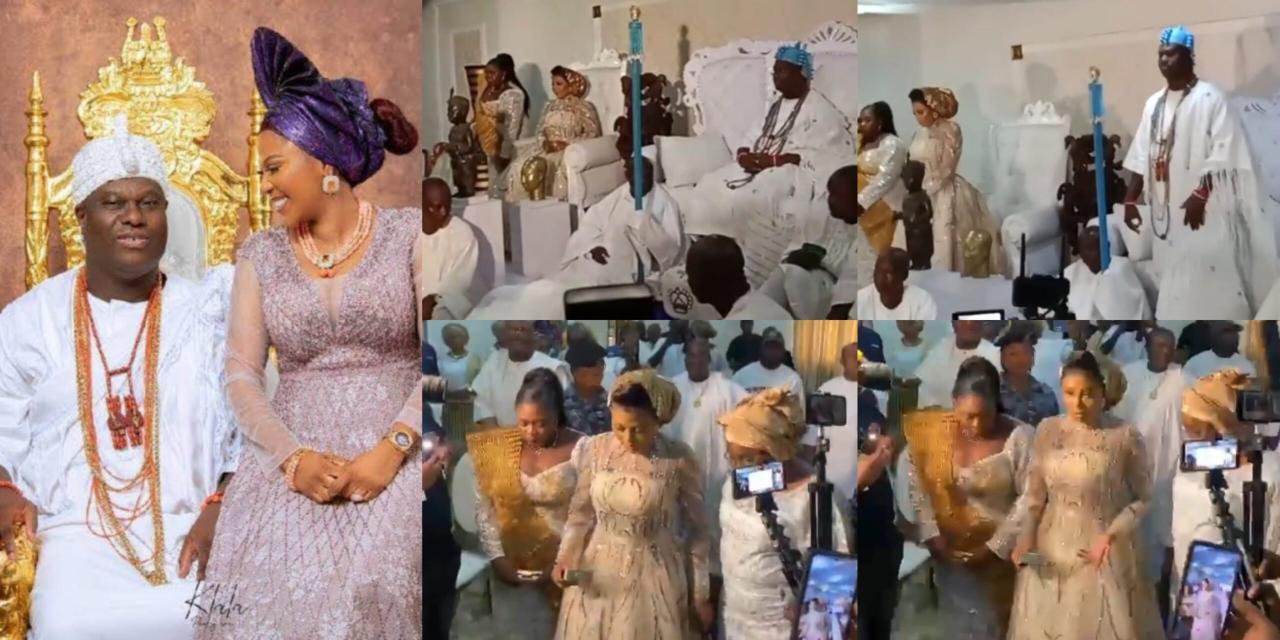 Watch some Videos from Ooni of Ife’s wedding ceremony with his new wife, Olori Elizabeth Akinmuda