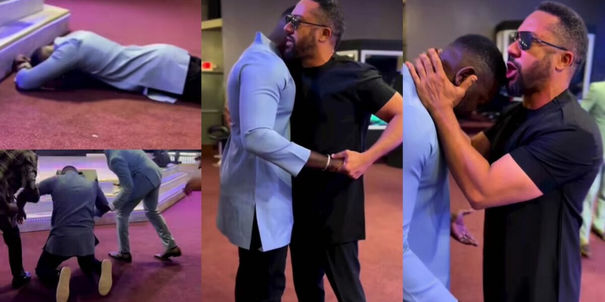Actor Deyemi Okanlawon breaks don in tears while at a church in US (Watch Video)