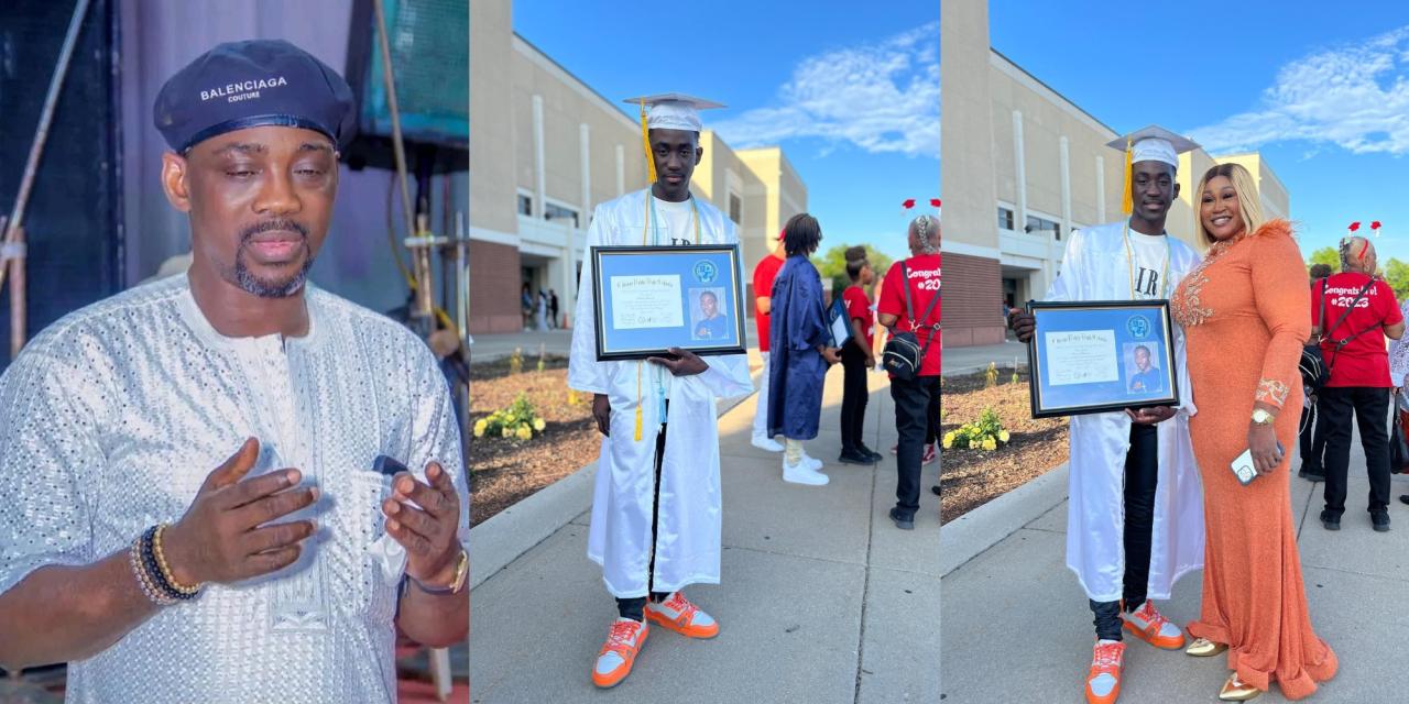 Fuji Icon Pasuma celebrates as his son, Jibola Odetola graduates high school with flying colours