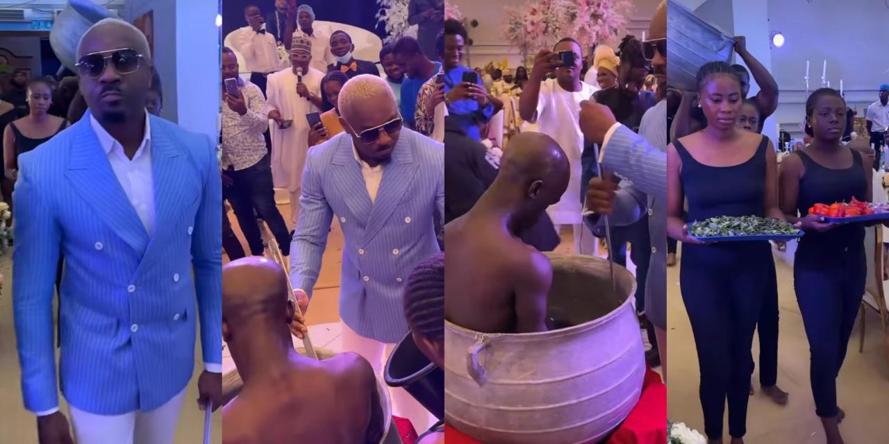Socialite Pretty Mike makes controversial entrance at Warri Pikin’s wedding by cooking a human meal