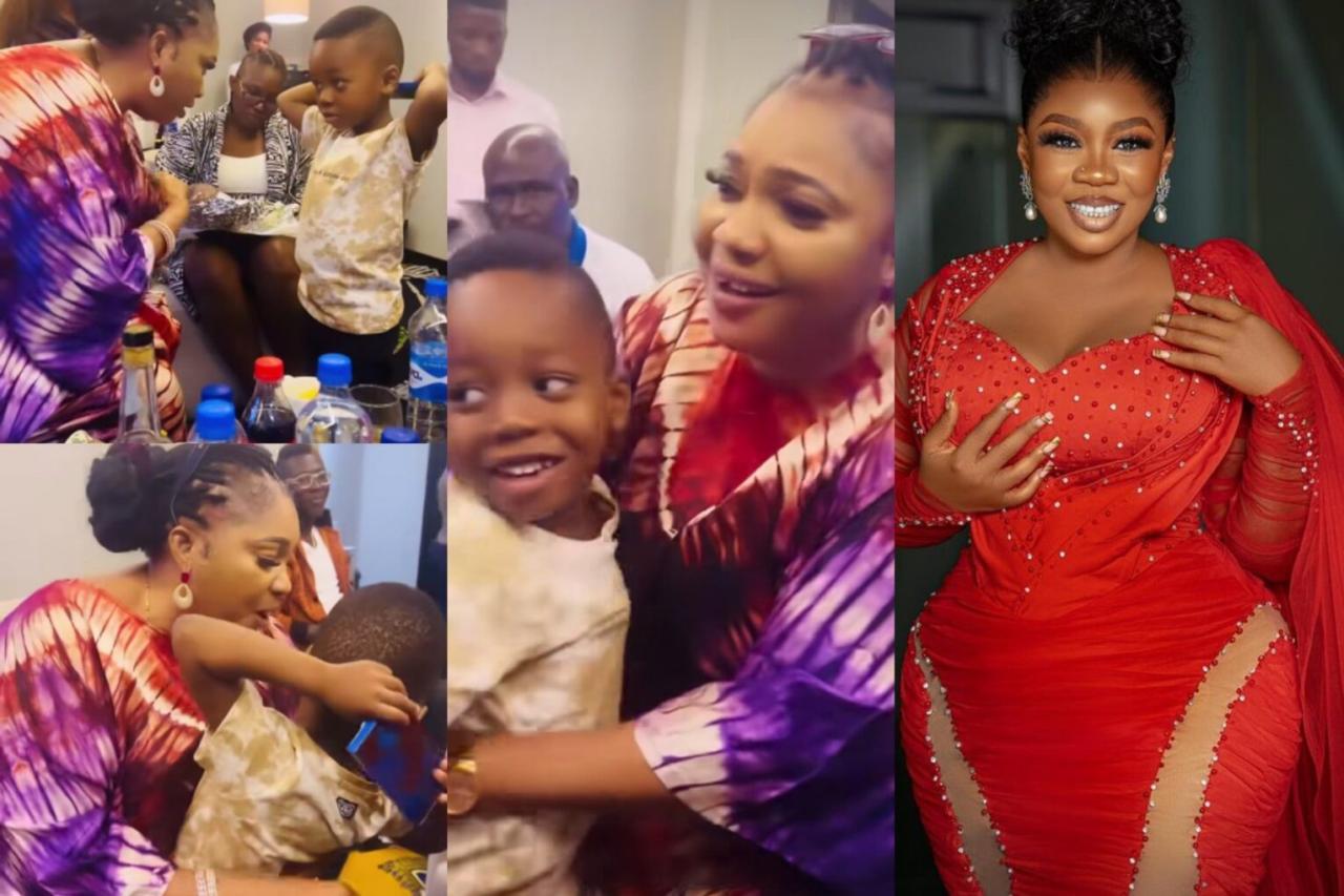 “God bless you more with wisdom and knowledge” – Actress Jaiye Kuti reacts after receiving surprise birthday wish from Wumi Toriola’s son