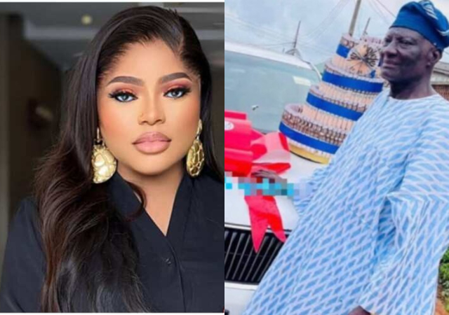“You dey use your papa chase clout” – Crossdresser Bobrisky comes under fire for posting another man in place of his late father