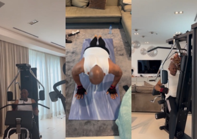 “Bro so rich he brought the gym to the sitting room” – Netizens react to video of Billionaire Tony Elumelu and his wife working out
