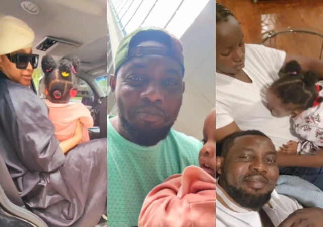 Comedian Ayo Makun seems spending family time with his wife and their children in US following fire outbreak at his Lagos residence