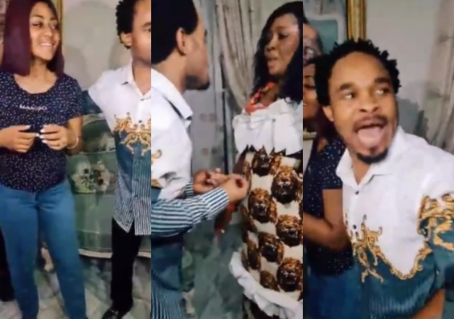 Popular Pastor Odumeje stirs reactions as he hangs out with Ned Nwoko’s wives, Regina Daniels and Laila Charani
