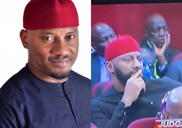 “Person wey suppose dey house with him wife” – Netizens react to video of Yul Edochie struggling not to fall asleep at the Election Tribunal