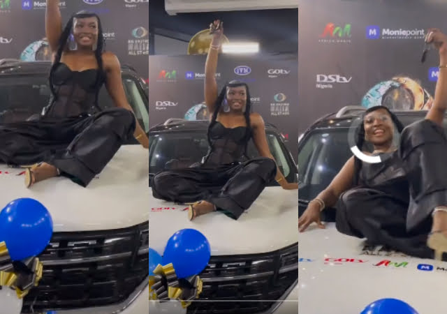 #BBNaijaAllStars: Watch Video of Ilebaye showing of the Brand New Car she got from winning the show